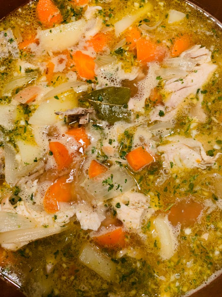 Crock Pot Chicken Stew is a hearty slow cooker dinner recipe that includes chicken, russet potatoes, peeled and sliced carrots, and diced onions, all cooked in a chicken soup. 